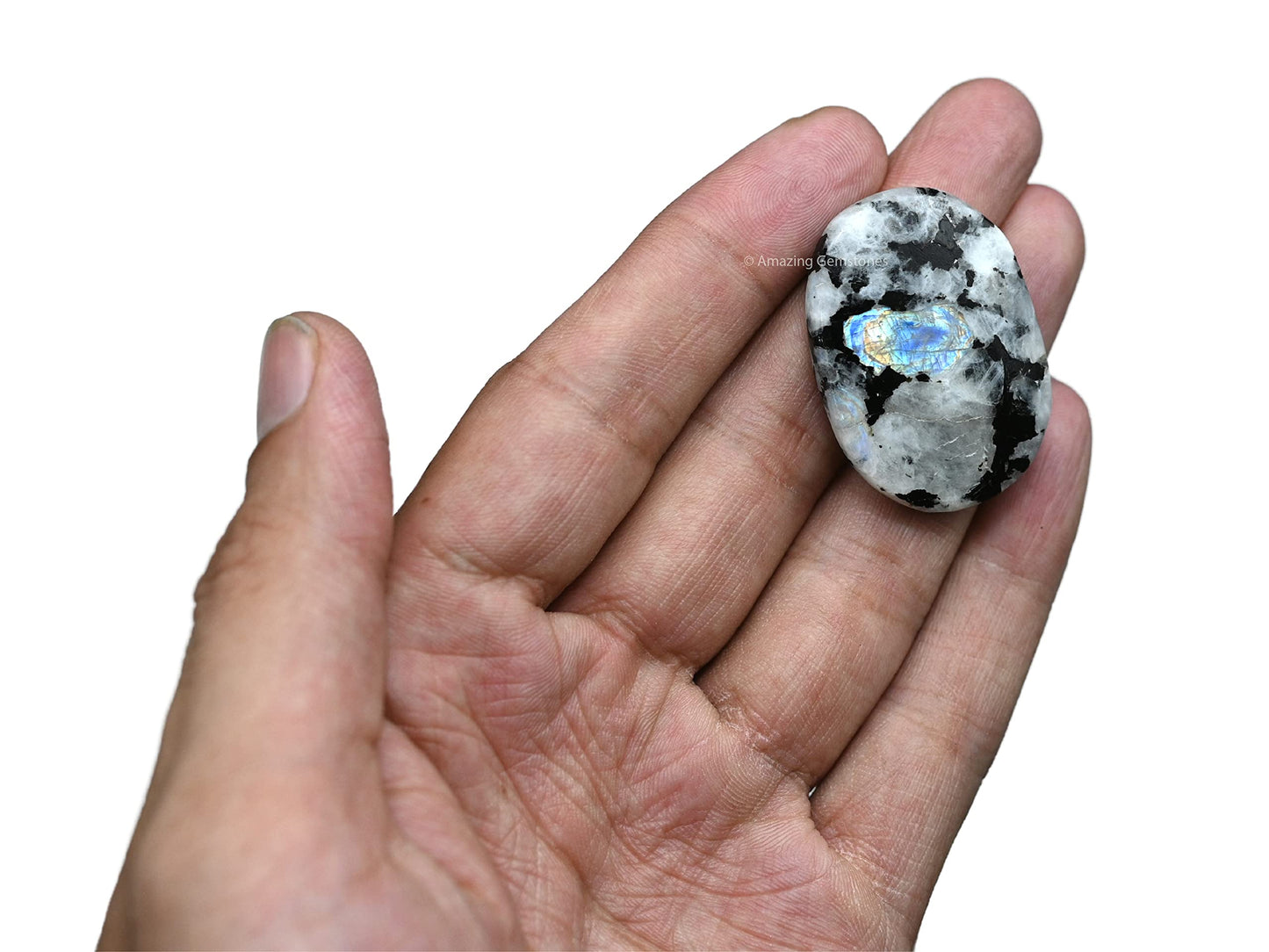 Amazing Gemstone Rainbow Moonstone Worry Stone Crystals, Healing Stones