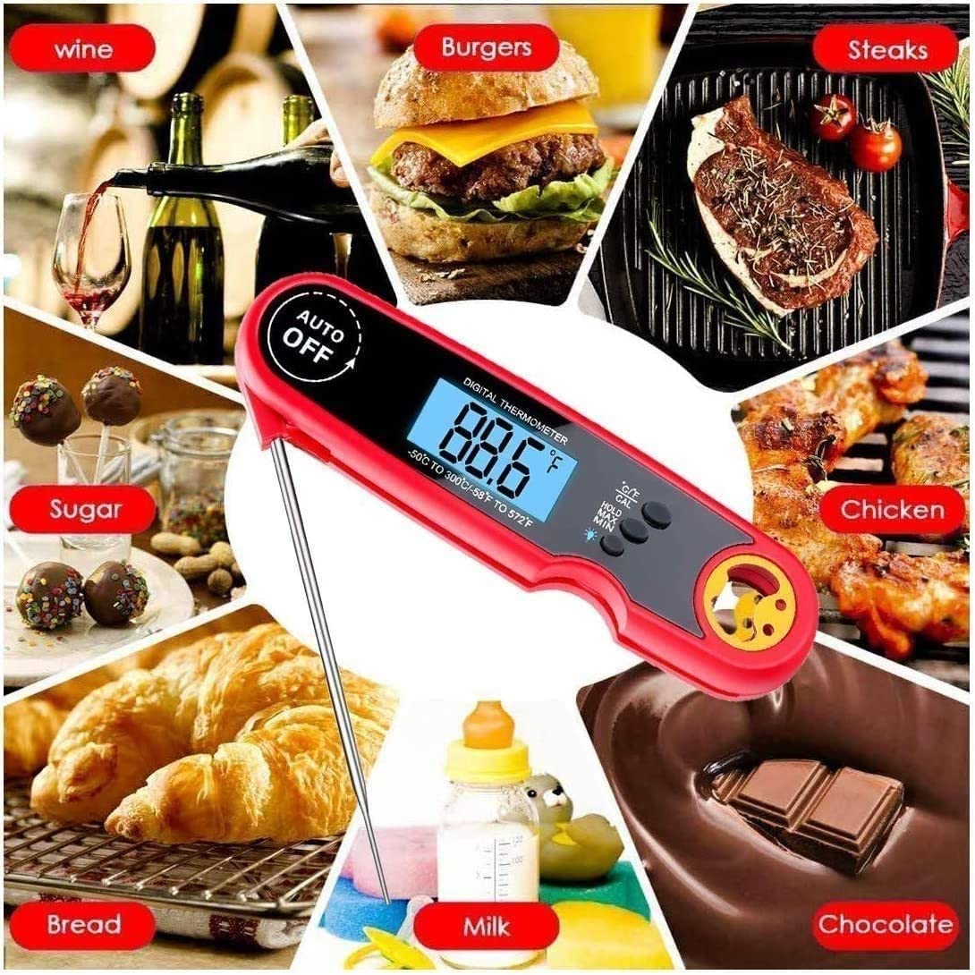 GIENEX Meat Thermometer, Food and Candy Thermometer Instant Read, Digital Thermometer for Kitchen Cooking Food Candy Oil Deep Fry Outdoor BBQ Grill Smoker, Ultra Fast and Waterproof