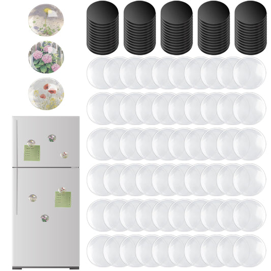 120 Pcs Round Craft Magnets Set with Adhesive Backing & Transparent Clear Glass Cabochons for DIY Crafts, Fridge & Refrigerator Decoration (1 Inch)