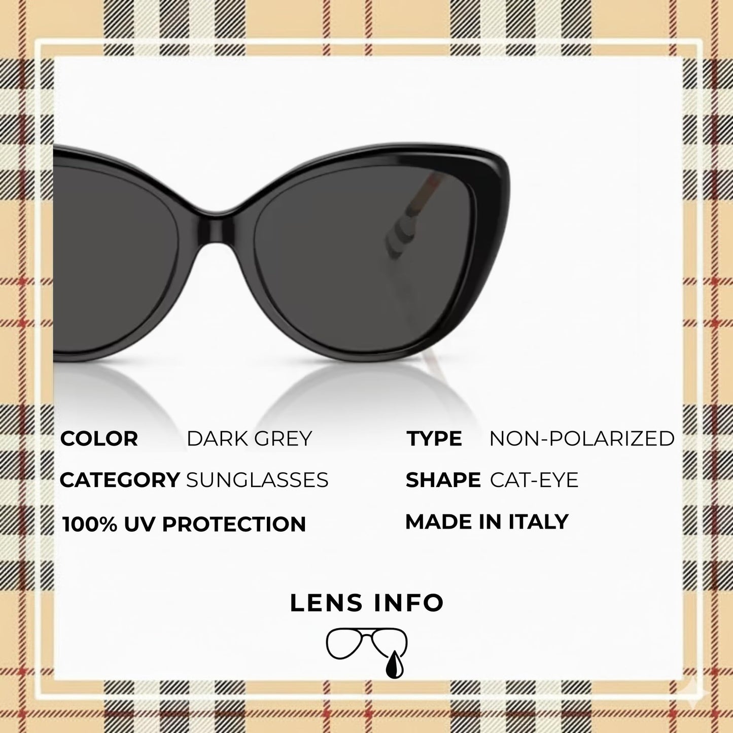 BURBERRY BE4407 Cat eye Shape Acetate Sunglasses with Luxury Eyewear Kit