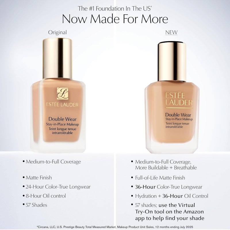 Estée Lauder Double Wear Stay-in-Place Foundation Makeup | 36-Hour Long-Wear Matte Foundation, 1 Fl Oz, 6W1 Sandalwood