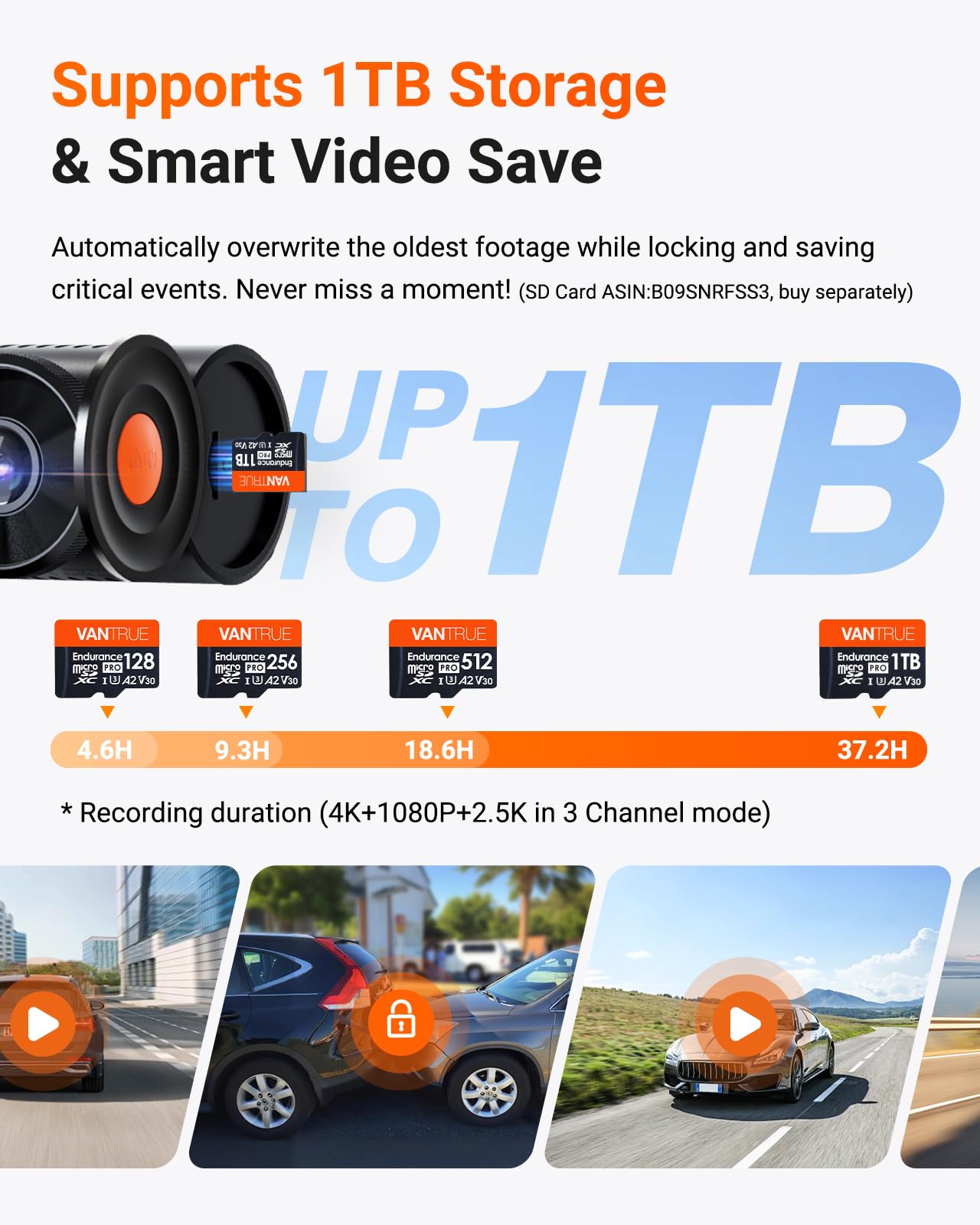 Vantrue N4 Pro S 4K 3 Channel Dash Cam w/Triple STARVIS 2, 4K+1080P+2.5K Front Inside Rear Dash Camera, 4+2.5K Dual Channel, HDR IR Night Vision, Voice Control, Parking Mode, GPS, Wi-Fi, Support 1TB