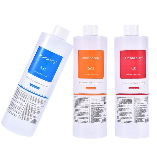 REEOOH Serums AS1 SA2 AO3, 400ml Peeling Solution Salon Skin Scrub, Facial Cleansing Moisturizing Skin Care, for Small Bubble Skin Care Facial Mask Machine, Ideal Gift for Women