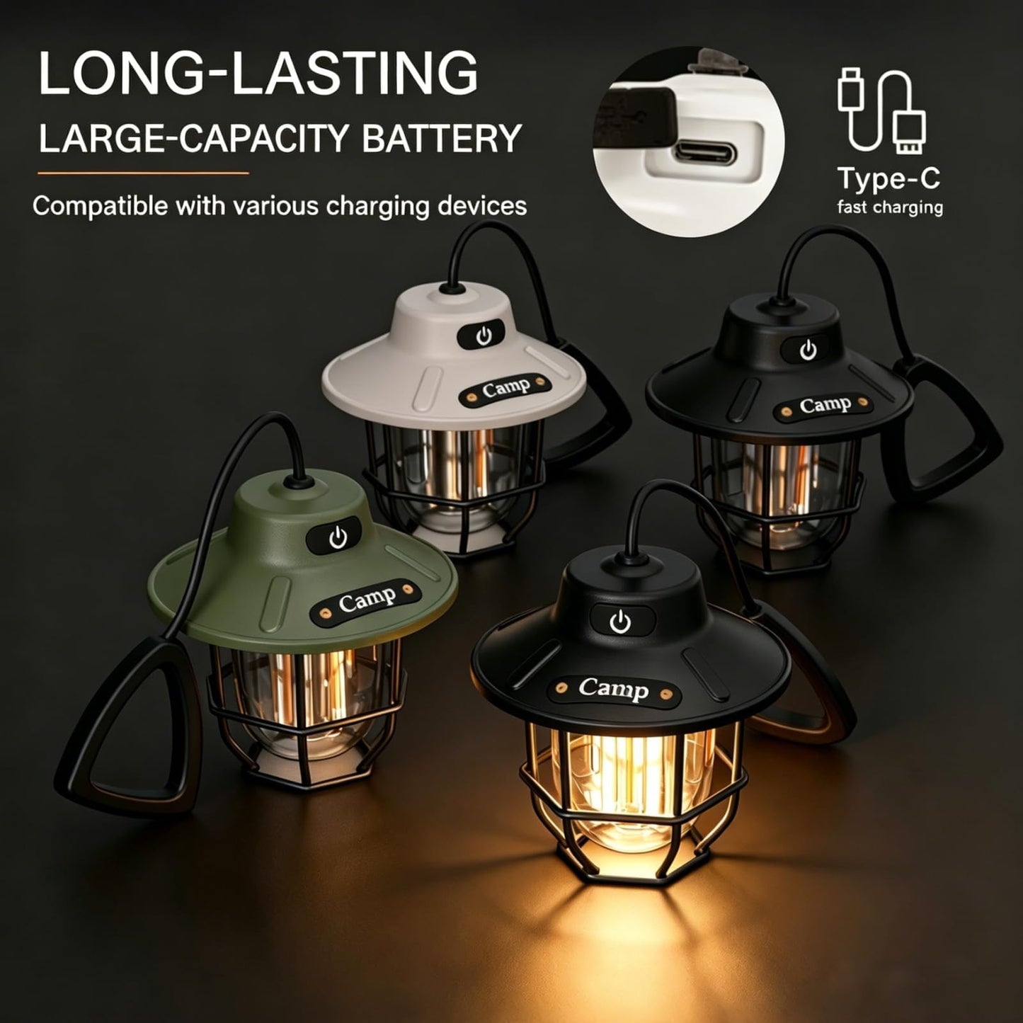 Camping Lantern Rechargeable, Camping Lantern 1200LM 3 Brightness, Adjustable Brightness, Portable LED Camping Tent Light, Rustic Lantern Decor, Camping Tent Lamp, Camping Essentials for Home