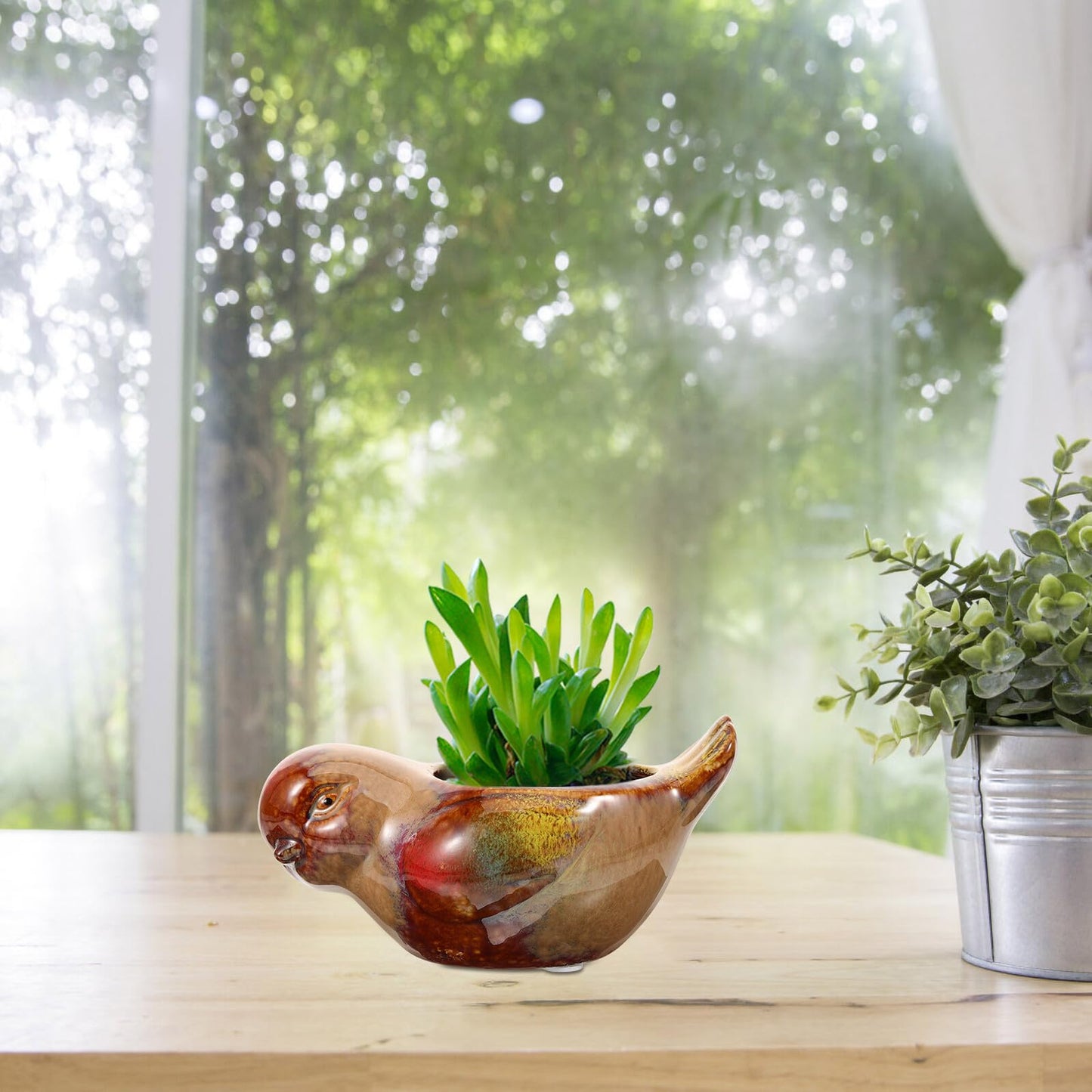 JOYOFREELY Ceramic Bird-Shaped Succulent Planter Pot for Indoor Balcony Plants Small Decorative Flower Pot Porcelain Pottery Plant Container for Home Garden