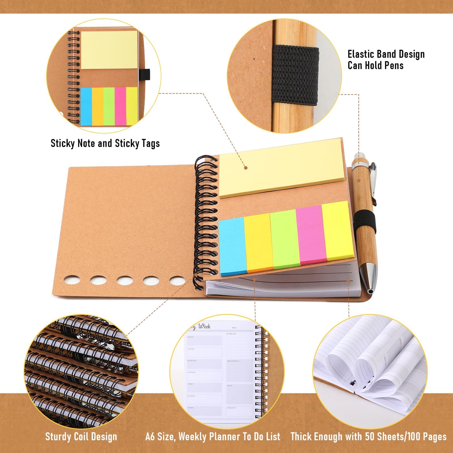 Moinchore 10 Sets Employee Appreciation Gifts Thank You Gifts Inspirational Spiral Notebooks with Sticky Notepad and Bamboo Pen for Team Volunteer Nurse Coworker Teacher Student (May You Be Proud)