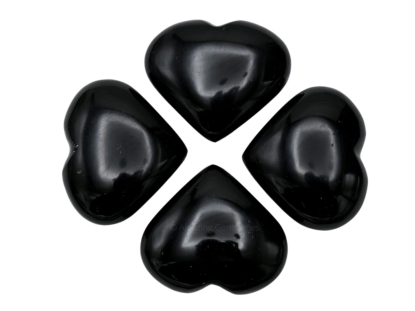 Amazing Gemstone Black Obsidian Crystal Heart Palm Stone - Pocket Massage Worry Stone for Natural Body Chakra Balancing, Reiki Healing and Crystal Grid
