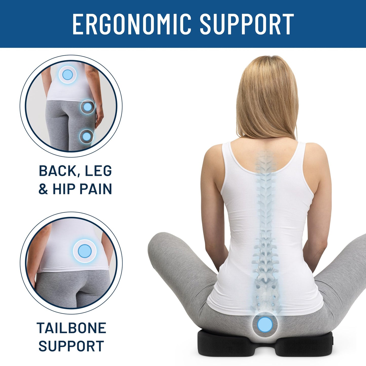 Everlasting Comfort Car Seat Cushion for Driving - Wedge Car Cushion for Office, Travel, Gaming Chair Memory Foam Driver Booster for Short People, Non-Slip, Washable Cover, Back & Sciatica Relief