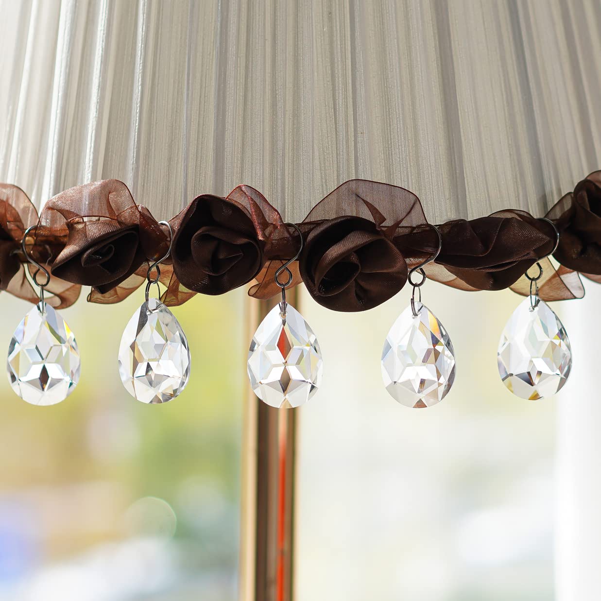 10pcs 38mm Clear Crystal Teardrops Chandelier Parts,Chandelier Crystal Prisms Pendants with Hook,Hanging Crystals for Lamp Window Christmas Tree Decoration Suncatcher