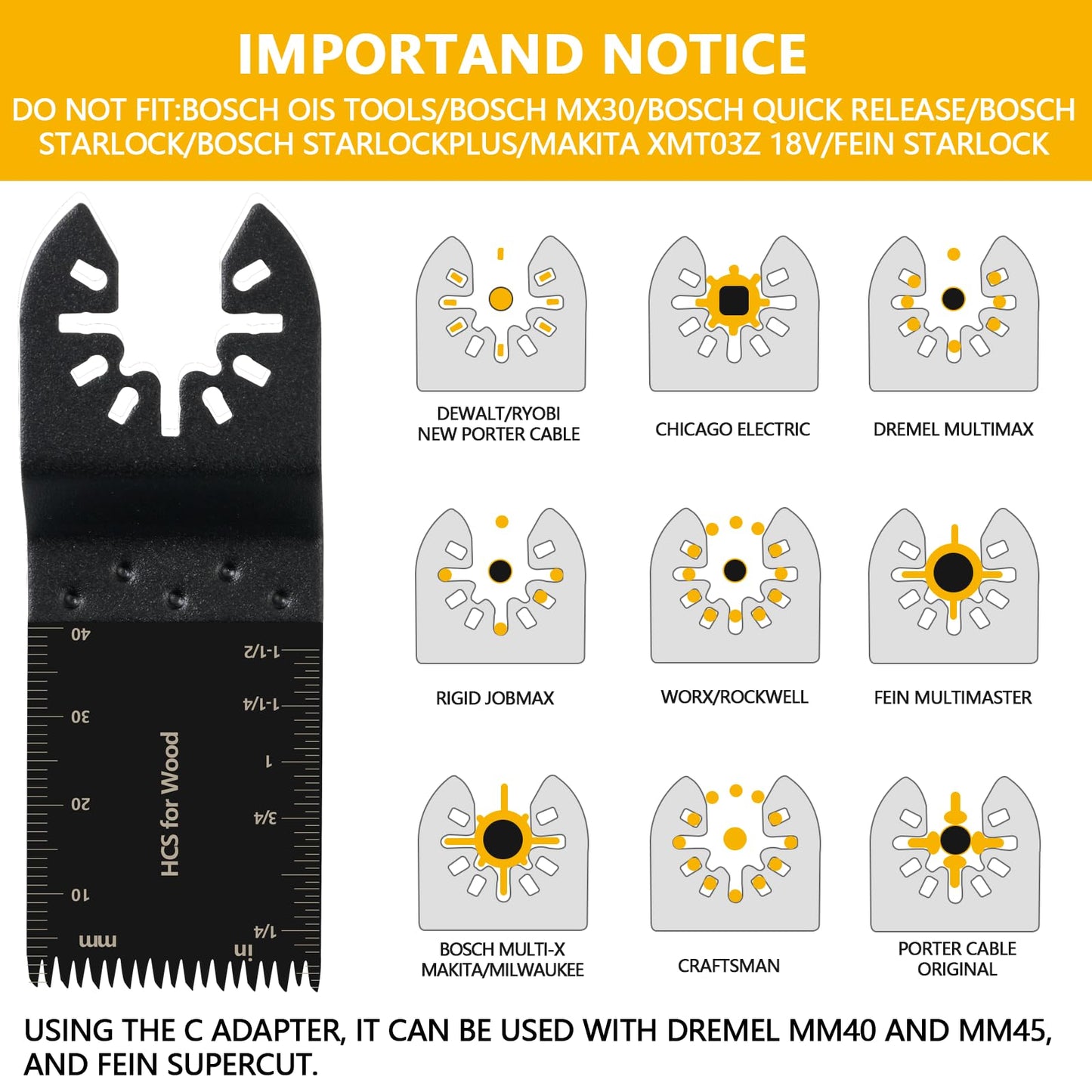 CaRoller 96Pack Oscillating Tool Blades, Multitool Kit for Wood, Metal, Plastics Cutting, Quick Release Multi Tool Blades Kits for Dewalt, Rockwell, Ryobi