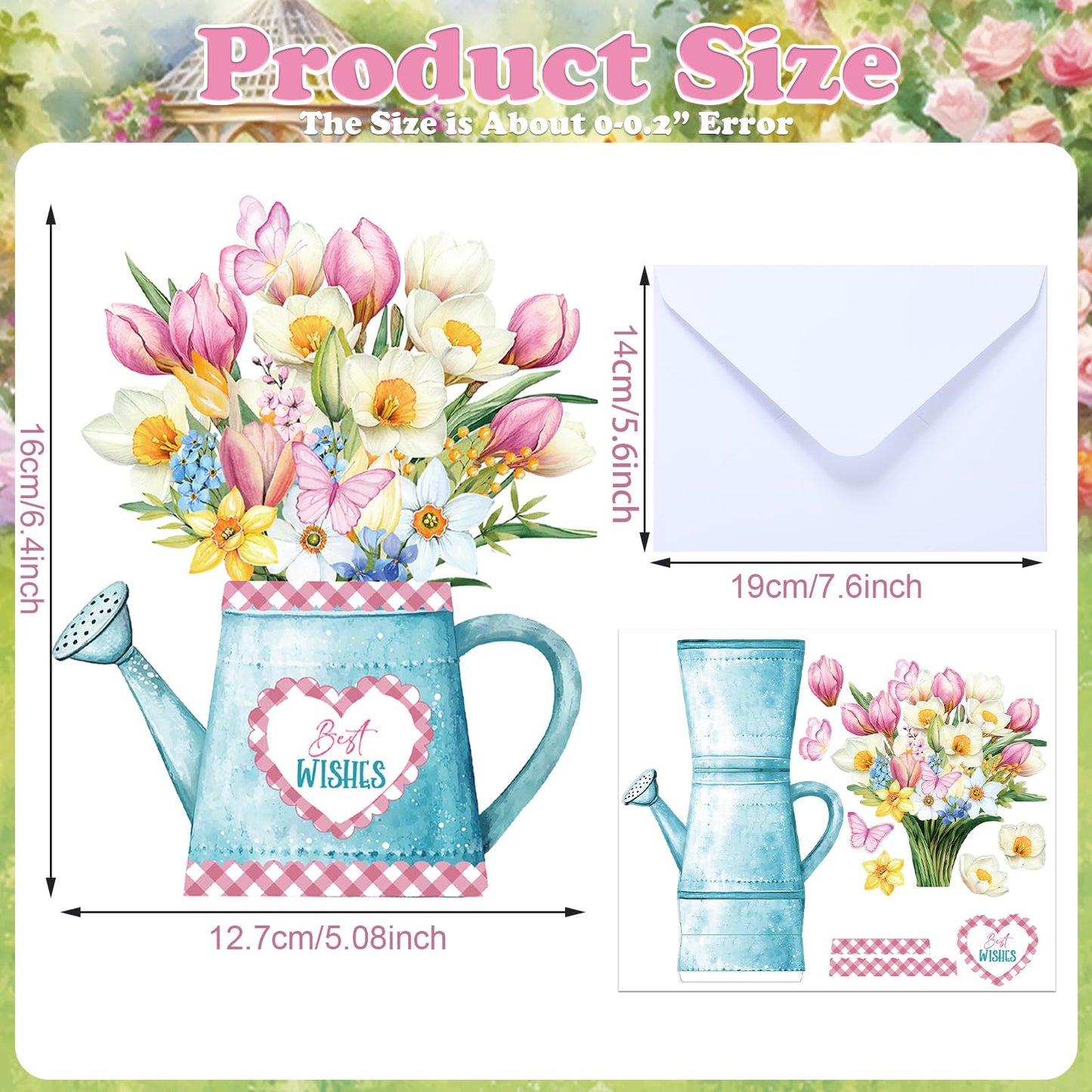Gueevin 18 Set Mother's Day Craft Kits Watering Can Blossoms Card Making Kit for Card Making Supplies & Crafting with Sticky Foam Pads Handmade DIY Supplies Holiday Gift for Birthday Party Mothers Day