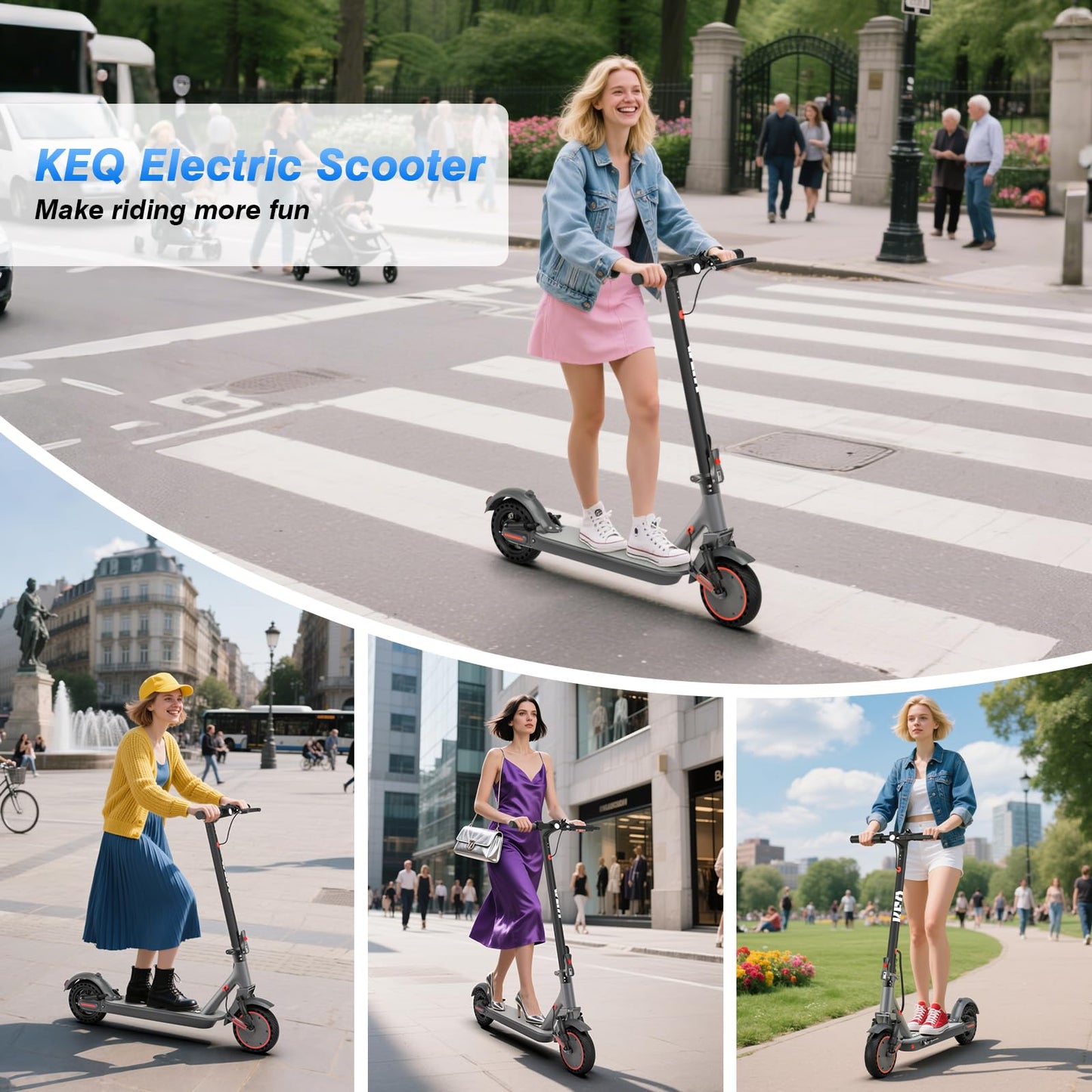 Electric Scooter Adults with Dual Suspension 10" Solid Tires Max 22Mph 500W Motor 30 Miles Range Dual Braking System Portable & Foldable E Scooter for Commuting Travel and Campus Use