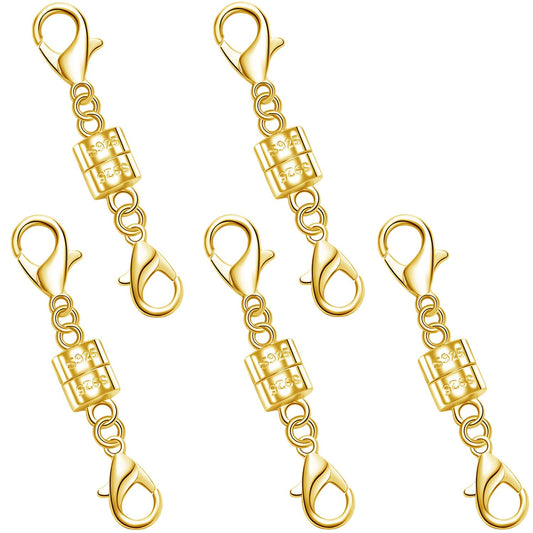 925 Silver Double Lobster Magnetic Necklace Clasps,Magnetic Jewelry Clasps for Necklaces Extender Bracelet Clasps and Closures (5golden)