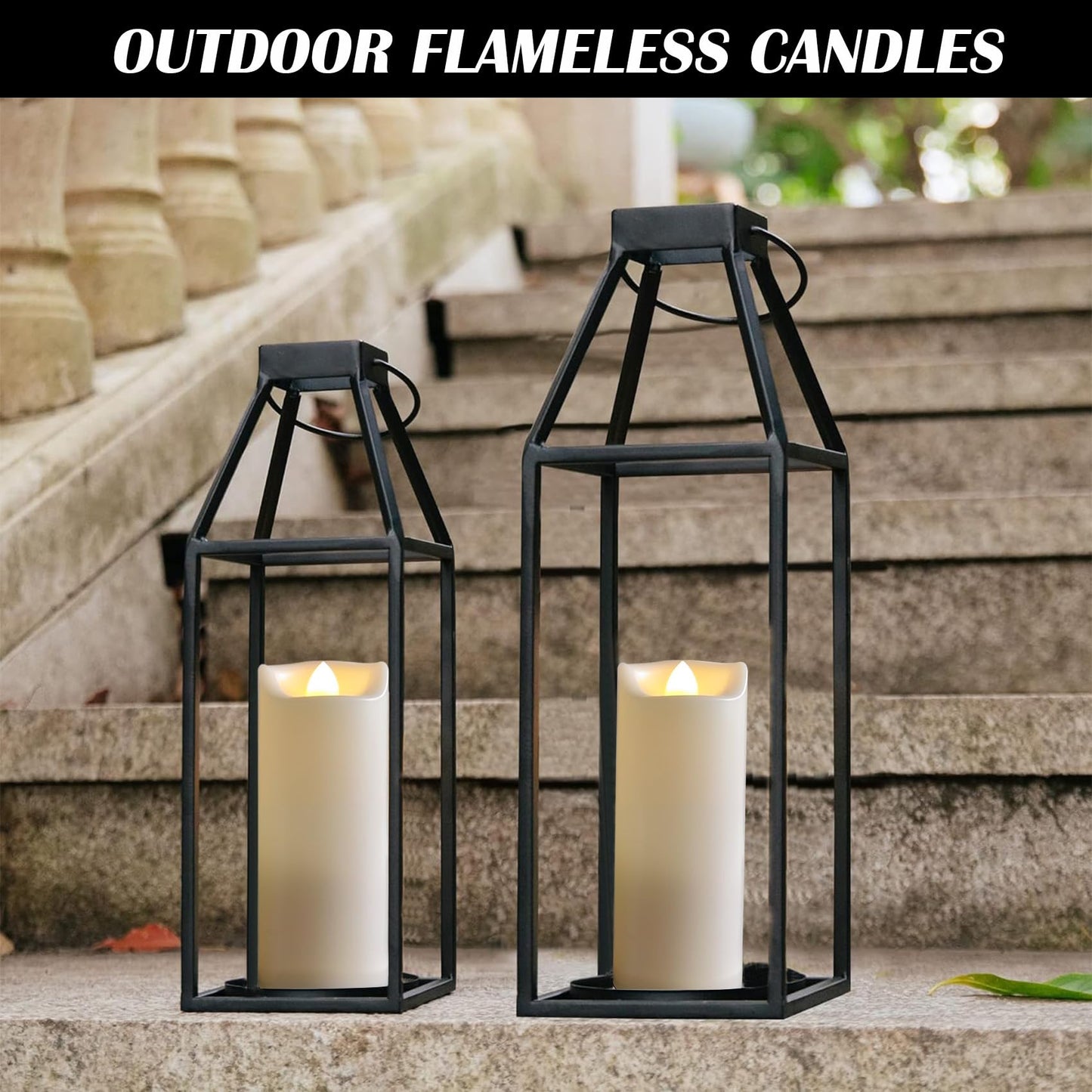 LED Battery Operated Candles 2"x5"" Plastic Flickering Flameless Candles with Timer Outdoor Waterproof Wedding Party Halloween Christmas Birthday Decoration Gifts Realistic Slim Tall Pillar Candles"