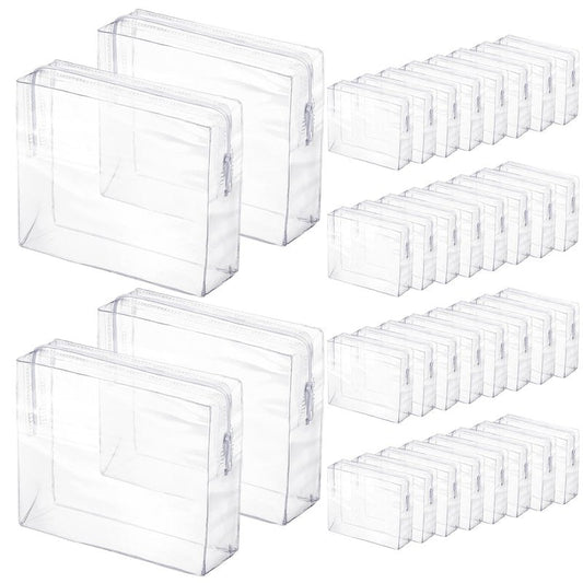 36 Pcs Mini Clear Makeup Bag Small Zipper Pouch Travel for Toiletries PVC Plastic Cosmetic Waterproof Toiletry for Women Men Vacation