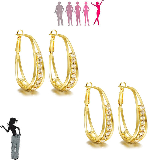 2 Pairs Lymphatic Drainage Slimming Hoop Earrings, Lymphvity Activity Germanium Acupuncture Therapy Hoop Earrings Fashion Jewelry Gift For Women Men (gold+gold)
