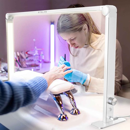 Portable Desk Lamp for Nail Tech, 3 Color Temperature, 4000-6000K Brightness Adjustable LED Nail Light for Desk