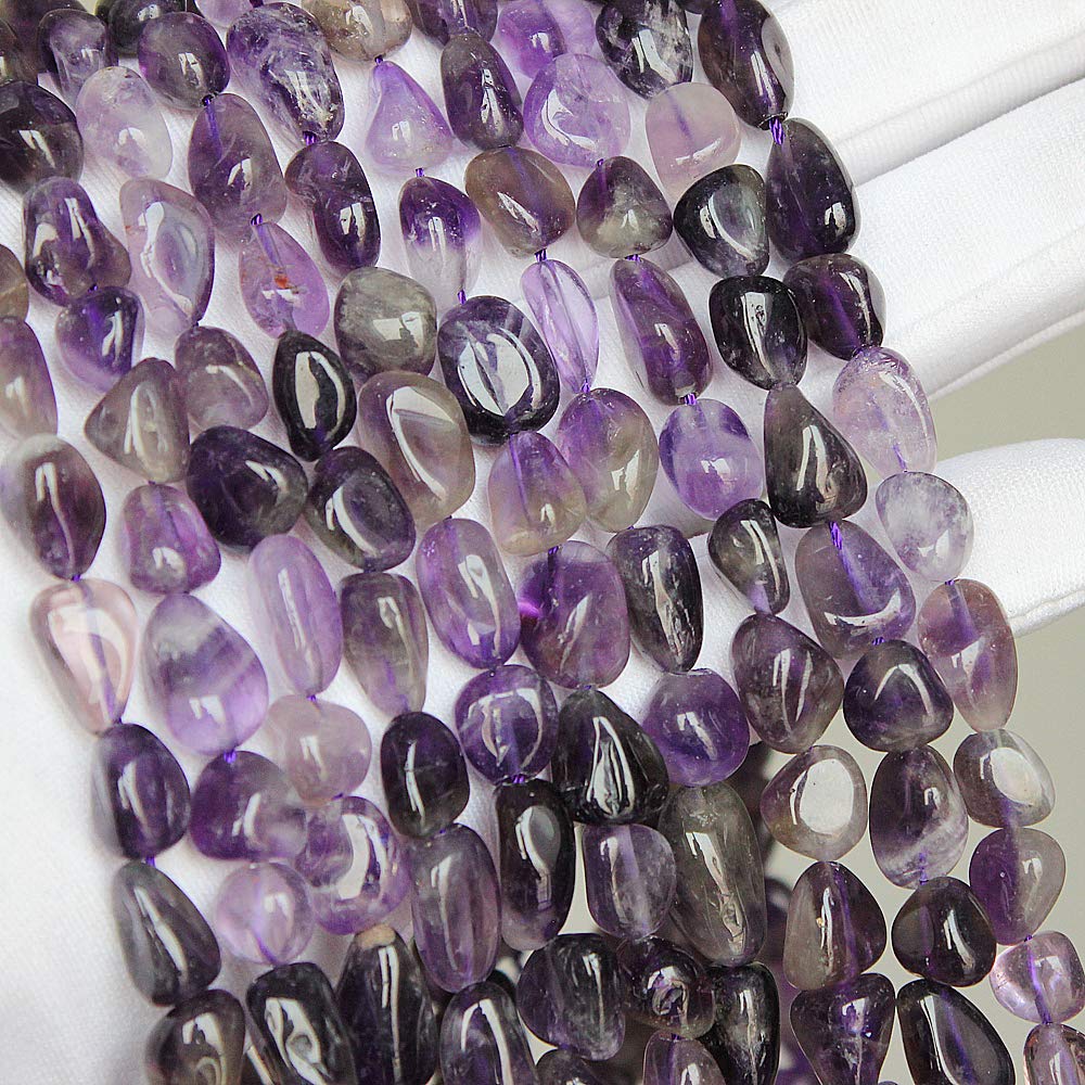 MJDCB Natural Irregular Shape Stone Beads 6-8mm Amethyst Gemstone Energy Crystal for Jewelry Making Bracelet Necklace