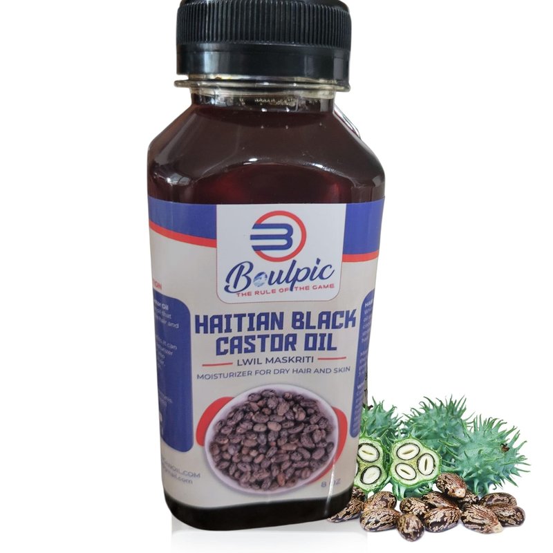 Meme Haitian Black Castor Oil (Lwil Maskriti) – 100% Pure, Cold-Pressed, Unrefined – Promotes Hair Growth, Moisturizes Skin, Strengthens Nails, Aids Digestion – 8 fl oz
