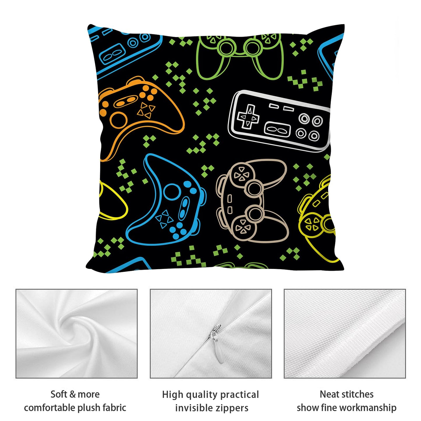Gamer Room Decor for Boys, Gamer Pillow Covers 18x18 Inch Set of 4, Gaming Gifts, Game Room Decor Accessories for Teen Boy Bedroom Playroom Couch Chair