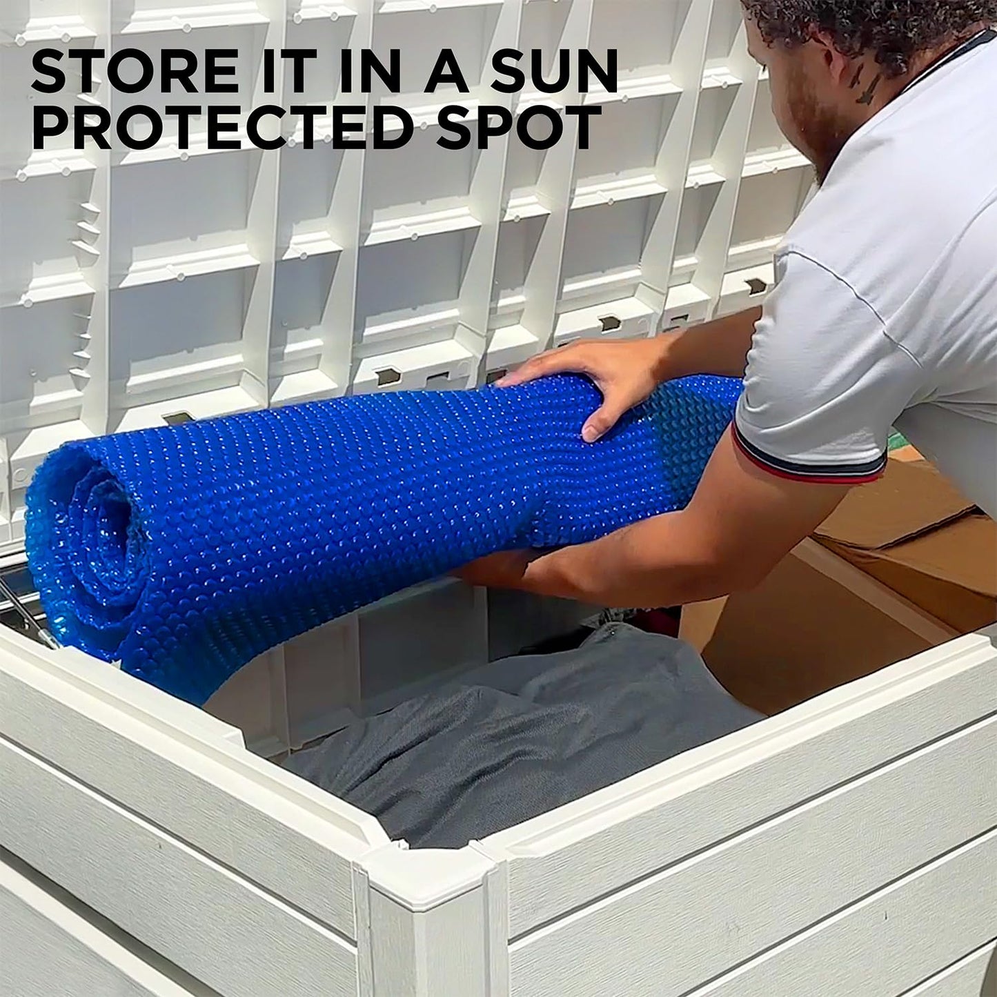 Shop Square 12' x 24' Oval Solar Cover for Inground and Above Ground Pool, 8 Mil - Premium Heavy Duty Solar Blanket for Above Ground Pool, Blue - Made in USA