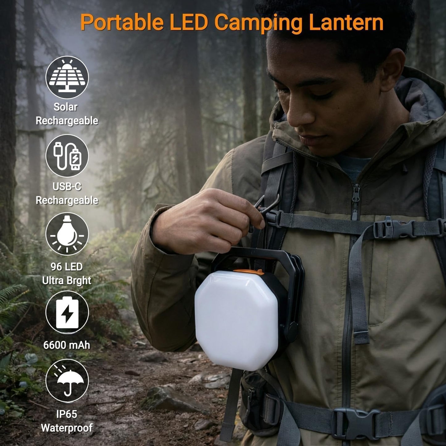 SyouHome Solar Camping Lantern, 4000LM, 6600mAh Rechargeable Camping Light with Strong Magnetic Base, IP65 Waterproof Camping Essentials for Tent, Hiking, Hurricane, Emergency, Power Outages, 2 Pack