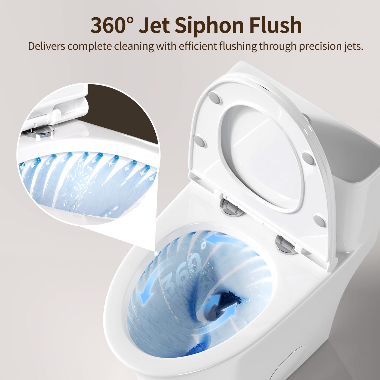 DeerValley Compact One-Piece Toilet 1.28 GPF Single Flush Fully Skirted Bowl with Soft-Close Seat White Space-Saving Elongated Toilets for Small Bathrooms