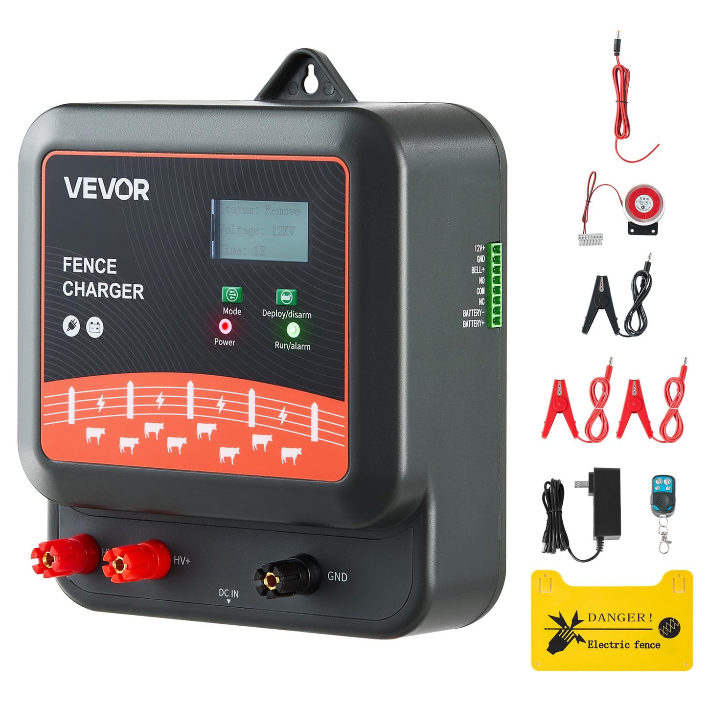 VEVOR Multi-Powered Electric Fence Charger, 2J/3J/5J, Electric Fence Energizer with Real-Time LED Display, 6.2 Miles Range, AC DC Powerful Fences Charger, Keep Out Wild Animals, for Livestock Poultry