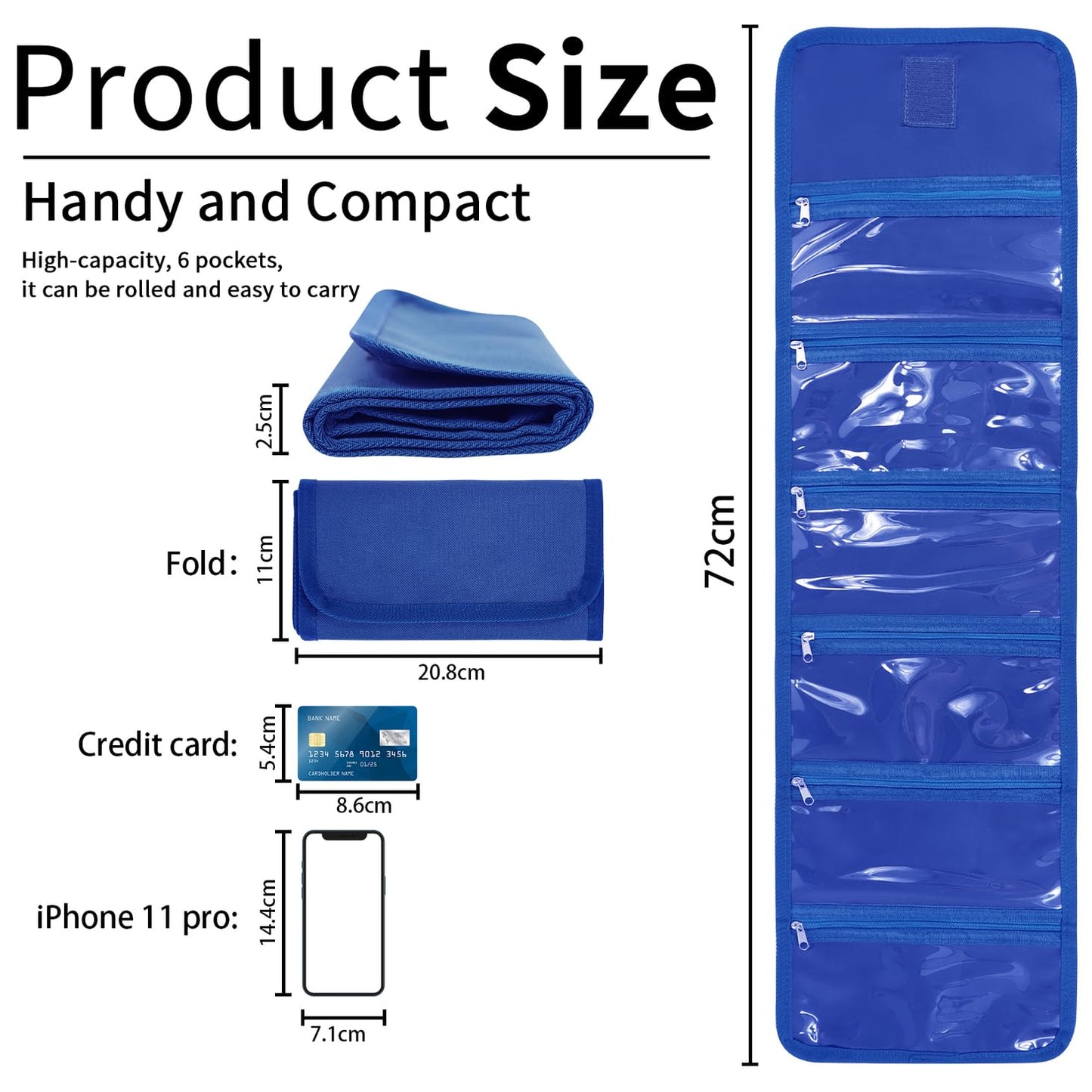 VOCHIC Money Pouch, Money Organizer for Cash with 6 Zippered Pockes, Cash Bill Organizer, Money Bag Small Travel Money Holder for Budgeting, Receipt and Tips,Mothers Day Gifts(Blue)