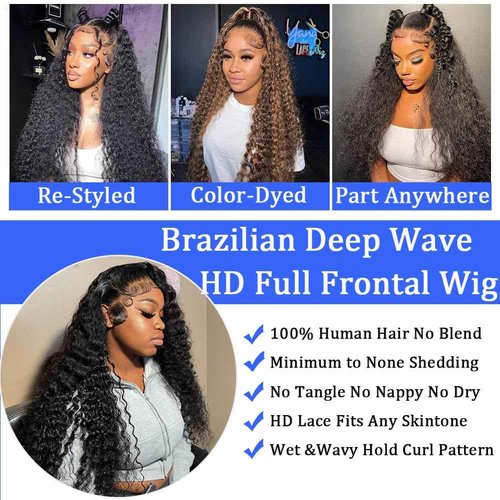 Simeider 13x6 Deep Wave Lace Front Wigs Human Hair 18 Inch HD Transparent Lace Frontal Wigs Human Hair Deep Wave Wigs For Women 200 Density Deep Curly Wigs Pre Plucked With Baby Hair