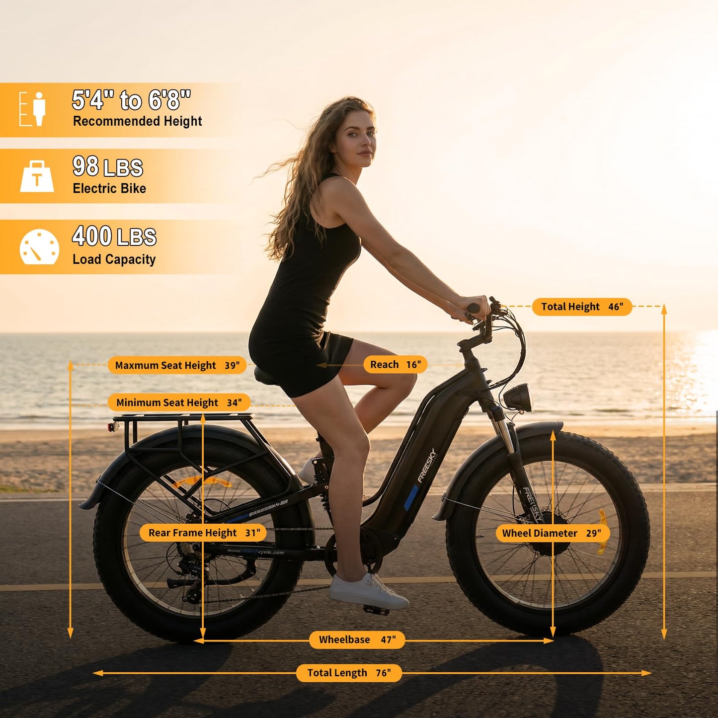 FREESKY Dual Motor Electric Bike for Adults 3500W Fast Ebike 105Miles Long Range 48V 25A Electric Mountain Bike 34MPH Dirt E Bike 26'' Fat Tire Full Suspension Electric Bicycle Women/Man Red-Gift