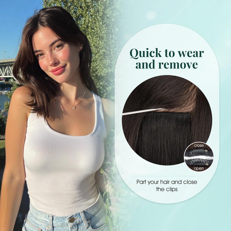Benehair 6 PCS Clip in Short Hair Extensions 100% Real Human Hair Seamless & Invisible for Women Instant Volume Highlight Length for Daily Use 12" Dark Brown