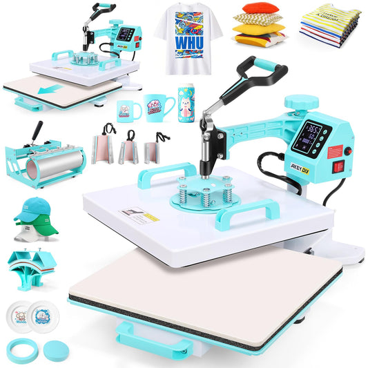AKEYDIY Heat Press 15x15 inch 8 in 1 with 30OZ Tumbler Press, 360° Swivel Away Slide Out Digital Shirt Press Machine, Industrial Heat Transfer Machine Sublimation for T-Shirt/Tumbler/Mug/Hat/Cap/Plate