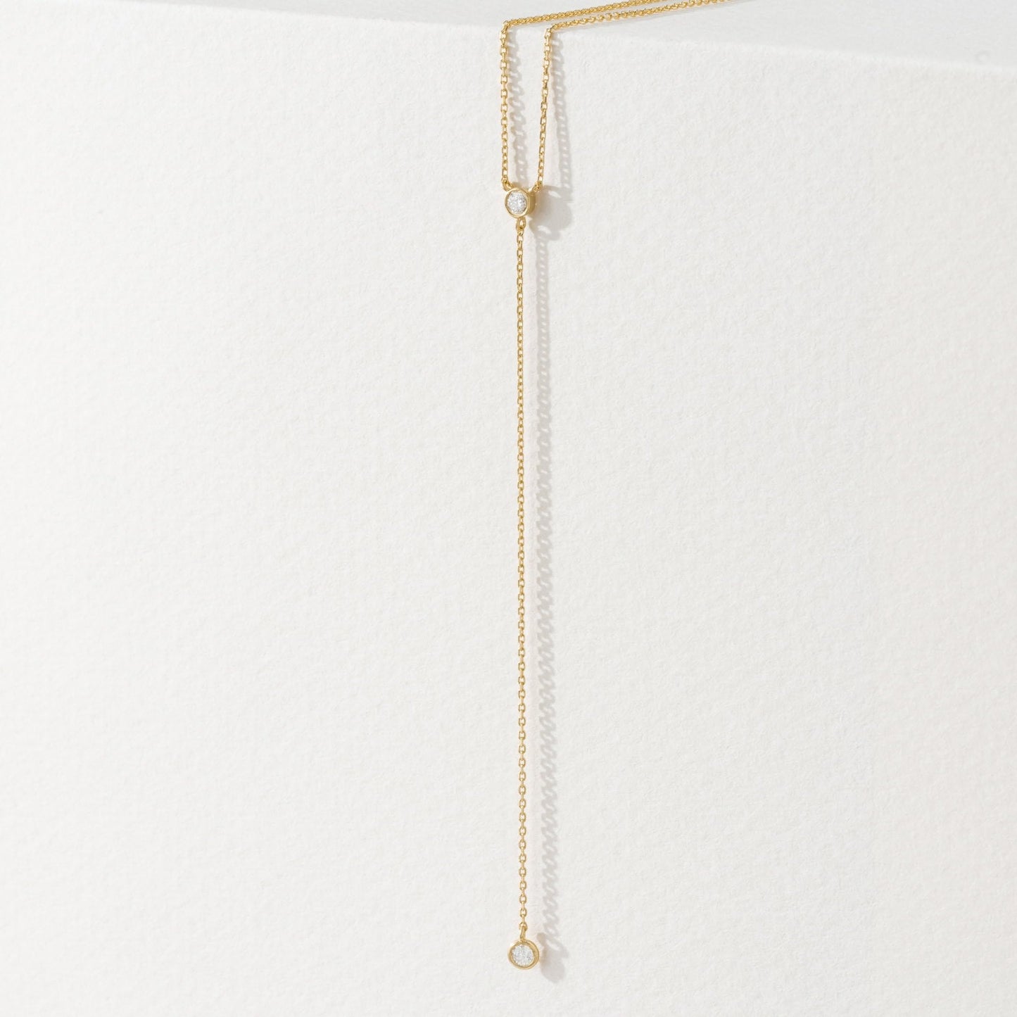Treasure Bender Lariat Gold Necklace for Women Dainty Long 14k Gold Plated Y-Shaped Body Chain Choker Necklace Zirconia Diamond Pendant Charm Necklaces Non Tarnish Gold Jewelry for Women