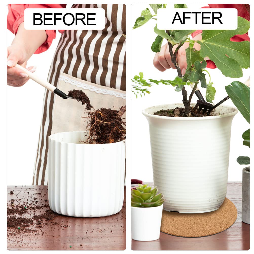 BUYGOO 10Pcs Cork Plant Mat Round Cork Plant Coasters 4/6/8 Inch DIY Corks Pad Plants Plate Pad for Gardening, Indoor and Outdoor Pots, DIY Craft Project