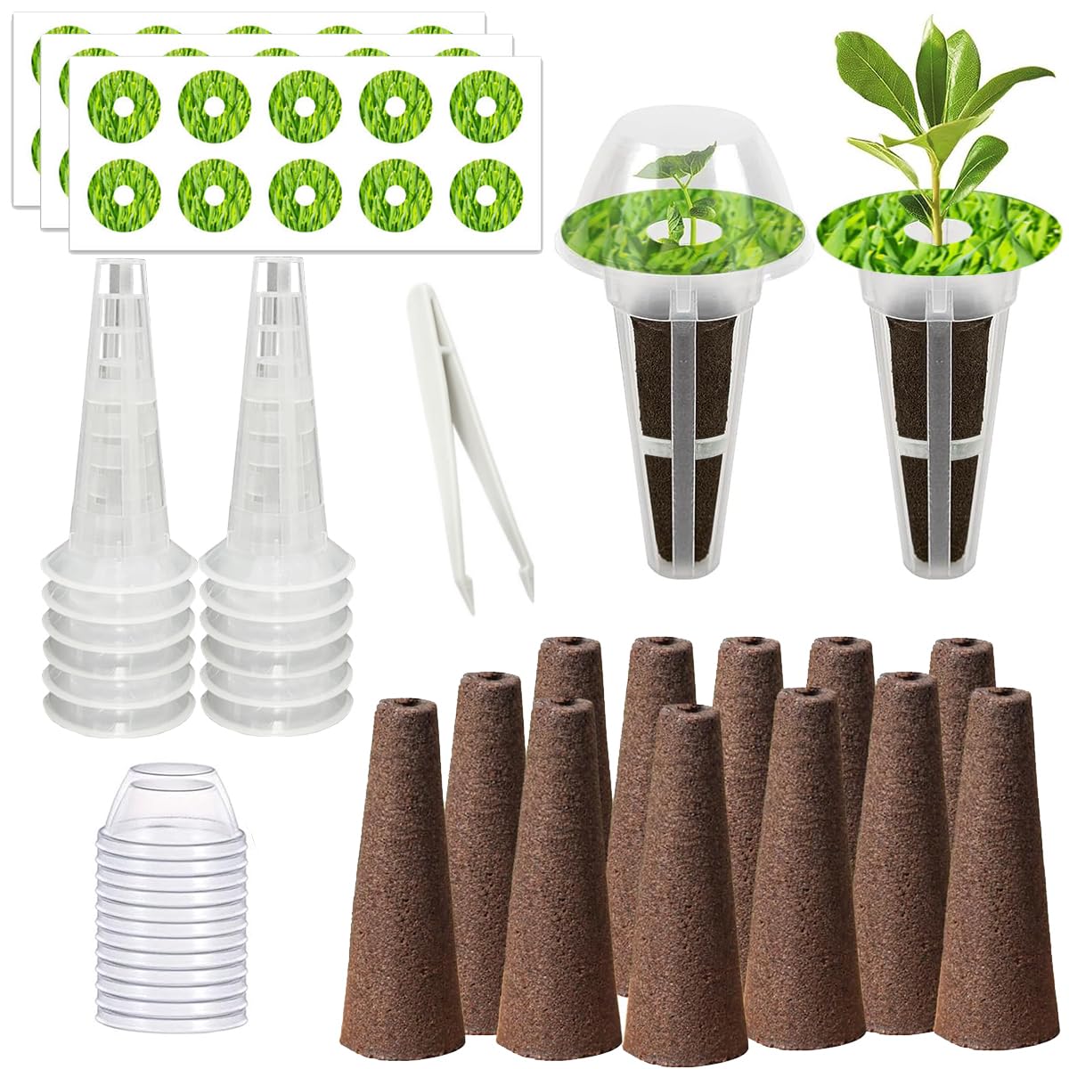 67 Seed Pod Kit for Aerogarden, Hydroponics Accessories for System Compatible with Hydroponics Supplies from All Brands, 12 Grow Sponges, 12 Grow Baskets, 12 Domes, 30 Pod Labels, 1 Tweezer (67 Pcs)
