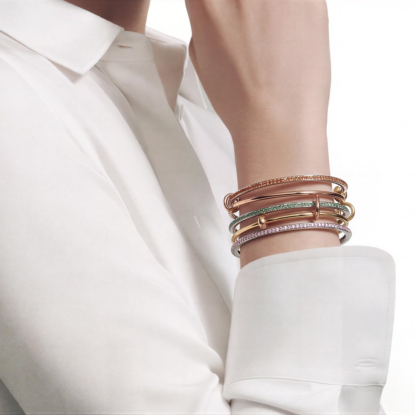 Musishiyu Gold Bracelets for Women Stacking Bangle - 18K Mixed Metal Tri-Color Rolling Interlocking Bands, Cubic Zirconia Fidget Anxiety Jewelry, Perfect Gifts for Mom Wife Grandma