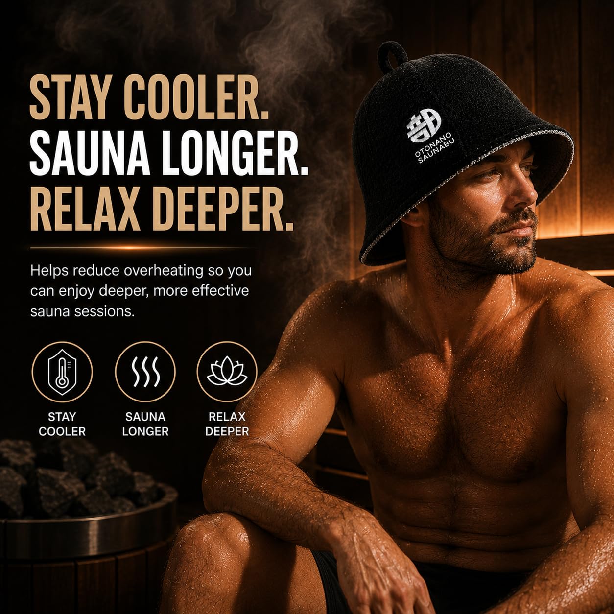 OTONANOSAUNABU Brown Sauna Hat – Japanese Design, 100% Wool Felt,Double-Layer Reversible Sauna Cap for Men & Women,Heat Protection Finnish Banya Hat