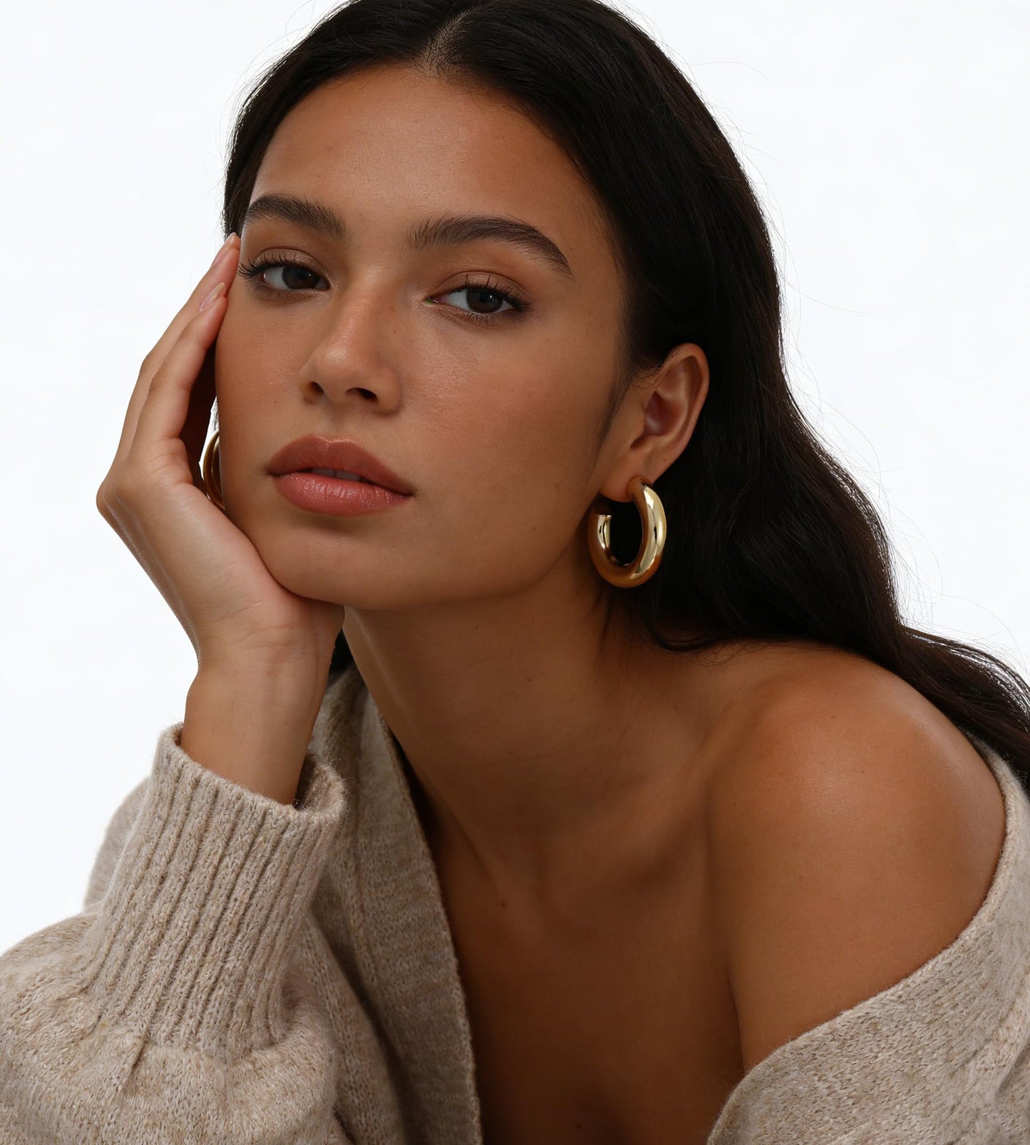 Gold Hoop Earrings Set for Women, 18 Pairs Hypoallergenic Statement Open Pearl Hoops Earring for Multipack, Gold Chunky Hoop Earrings for Women Trendy Jewelry (Yellow Gold)