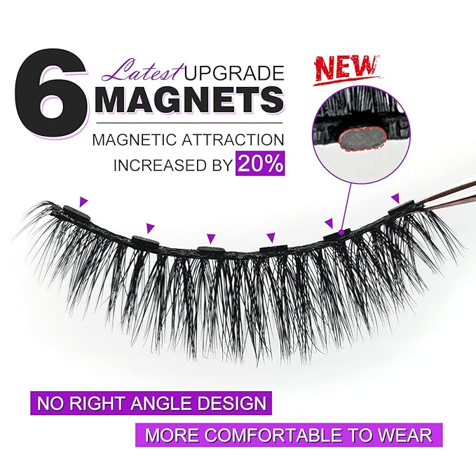 Royaomis 10 Pairs Magnetic Eyelashes with Eyeliner, Magnetic Lashes Natural Looking, Magnetic Eyelash Kit,Latest Six Magnets, With 3D 5D Reusable False Lashes, Easy to Wear, No Glue Needed