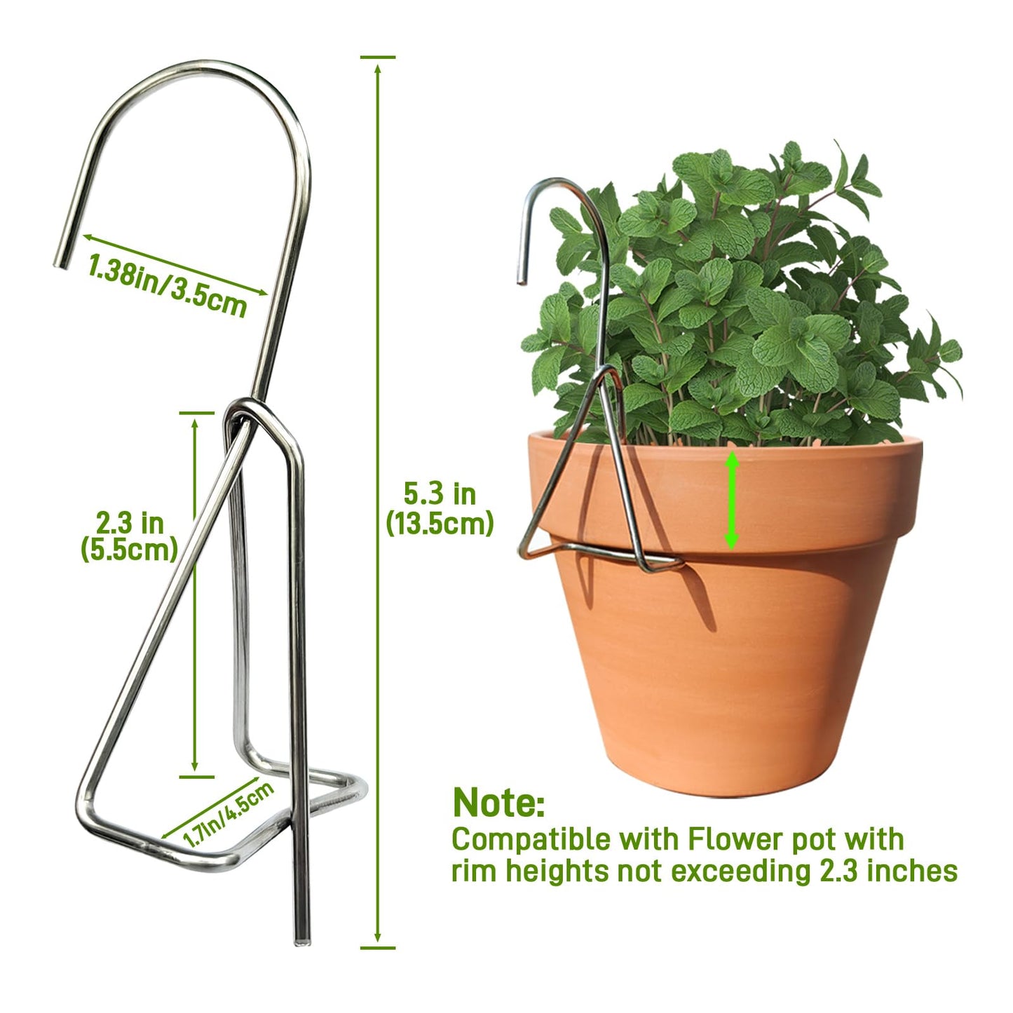 20 Packs Terracotta Pots Hanger Hooks,Sturdy Thick Stainless Steel Plant Hanger,Flower Pot Holders for Clay Pots,Wall and Fence Mounted Plant Hanging Holder for Terra Cotta Pot(Vertical Hang,20Pack)