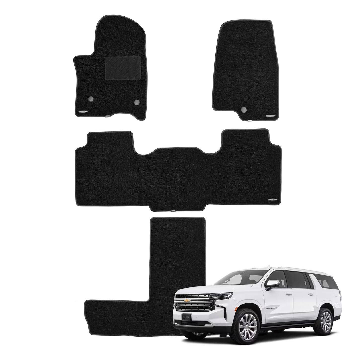 WENNEBIRD Superior Carpet Floor Mats for 2021-2026 Chevrolet Suburban 7 Seats (Not for 8 Seats), 0.6-Inch Ultra-Thick, Noise-Reducing, All-Weather Waterproof Anti-Slip – 4-Pc Set