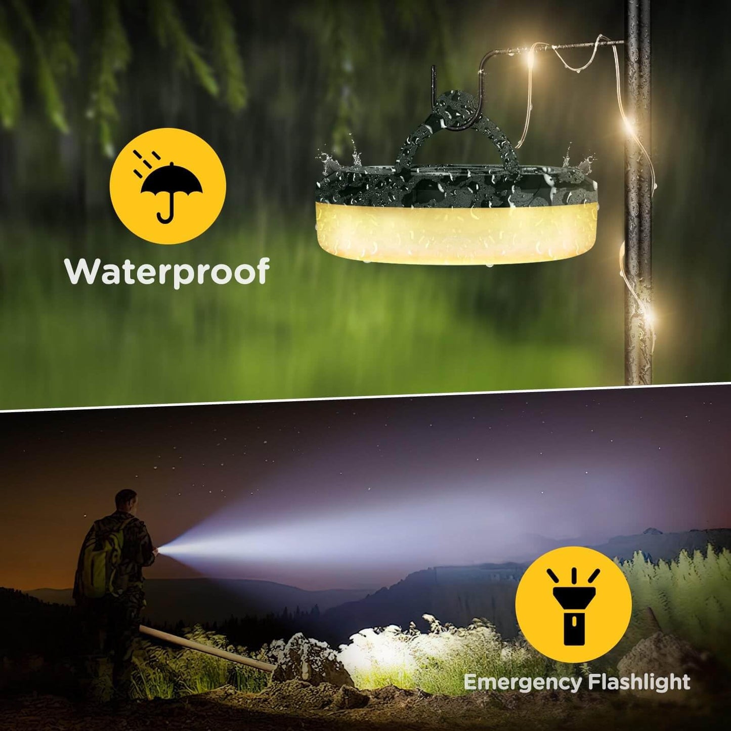 OGERY 2-Pack Camping String Lights, 4 in 1 Quick Storage 32.8FT Rechargeable Indoor Outdoor Fairy Lights String with 8 Lighting Modes, Hanging Portable LED for Christmas Decor Patio Party Essentials