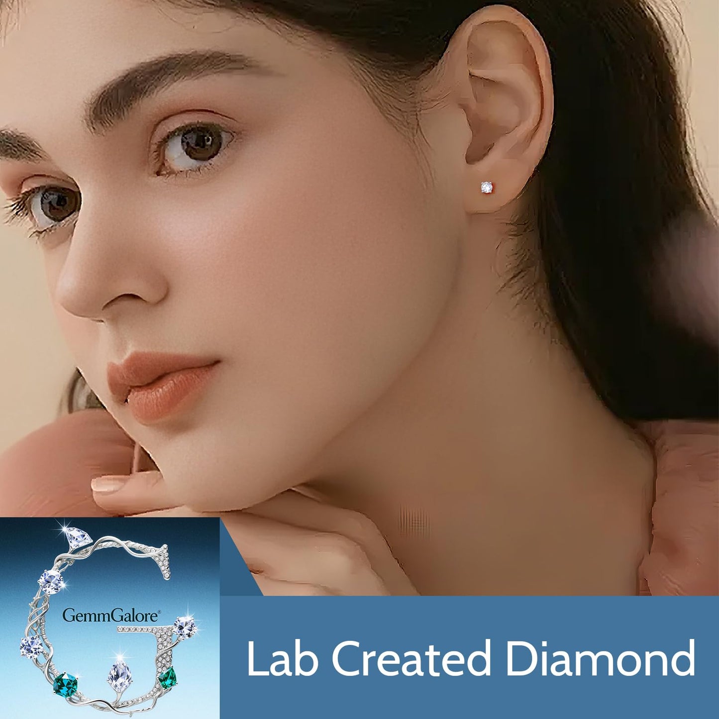Lab Grown Diamond Stud Earrings for Women, 1/5-1-2 Carat Diamonds Earring 4-Prong D Color VVS1 Clarity, Hypoallergenic Sterling Silver Earring Diamond Jewelry for Women, Gift Box Included(3mm, Sterling Silver)