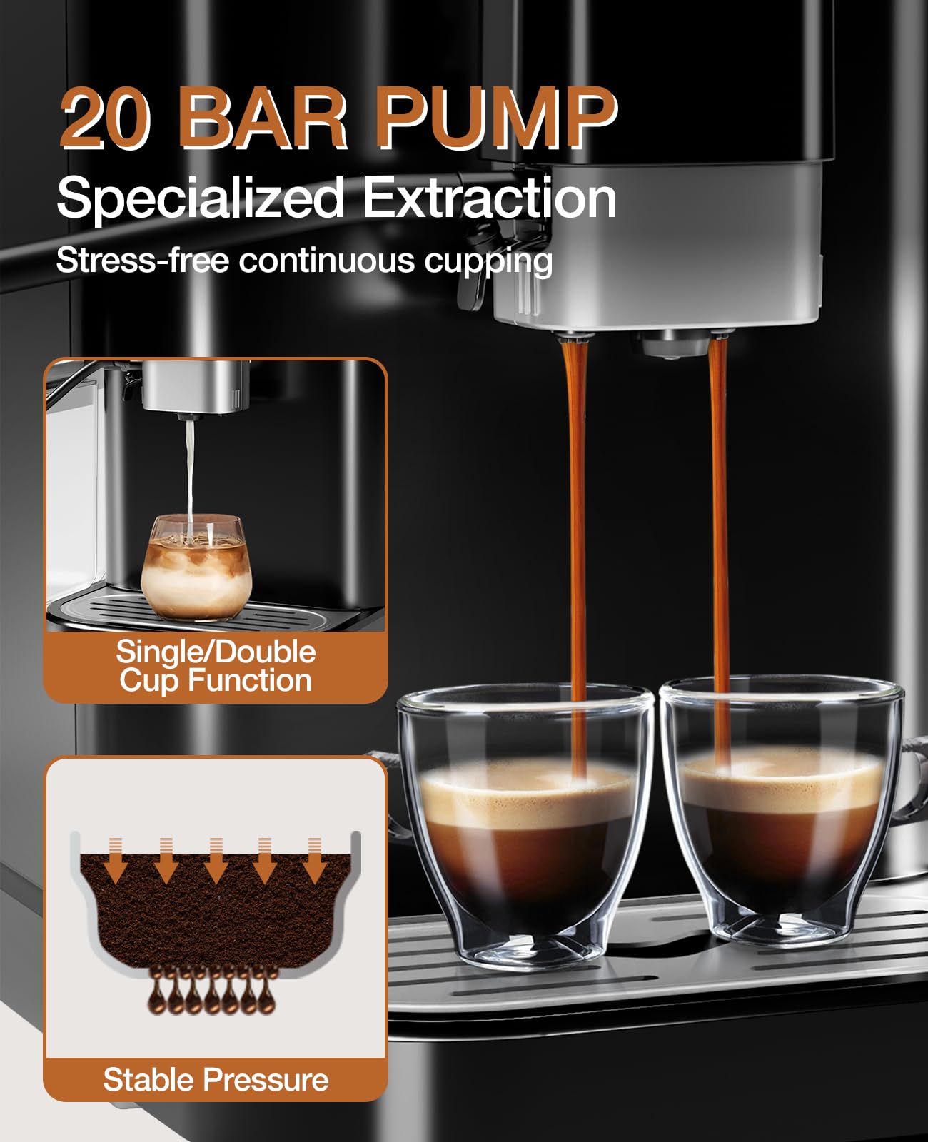 Zstar Fully Automatic Espresso Machine with Milk Frother, Professional Espresso Maker with Grinder, Auto-Cleaning, One-Touch Operation, 1.5L Water Tank for Latte, Cappuccino, Macchiato