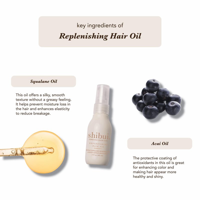 Shibui Replenishing Hair Oil, Moisturizing & Frizz Control, Adds Shine & Nutrients, Vegan & Sulfate-Free, 2 Fl Oz