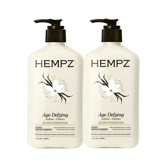 Hempz Age Defying Body Moisturizer, 17 Fl Oz, 2 Pack Bundle - Daily Herbal Moisturizer, Shea Butter Anti-Aging - Body Lotion, Hemp Extract Lotion - Skin Care Products, 100% Pure Organic Hemp Seed Oil