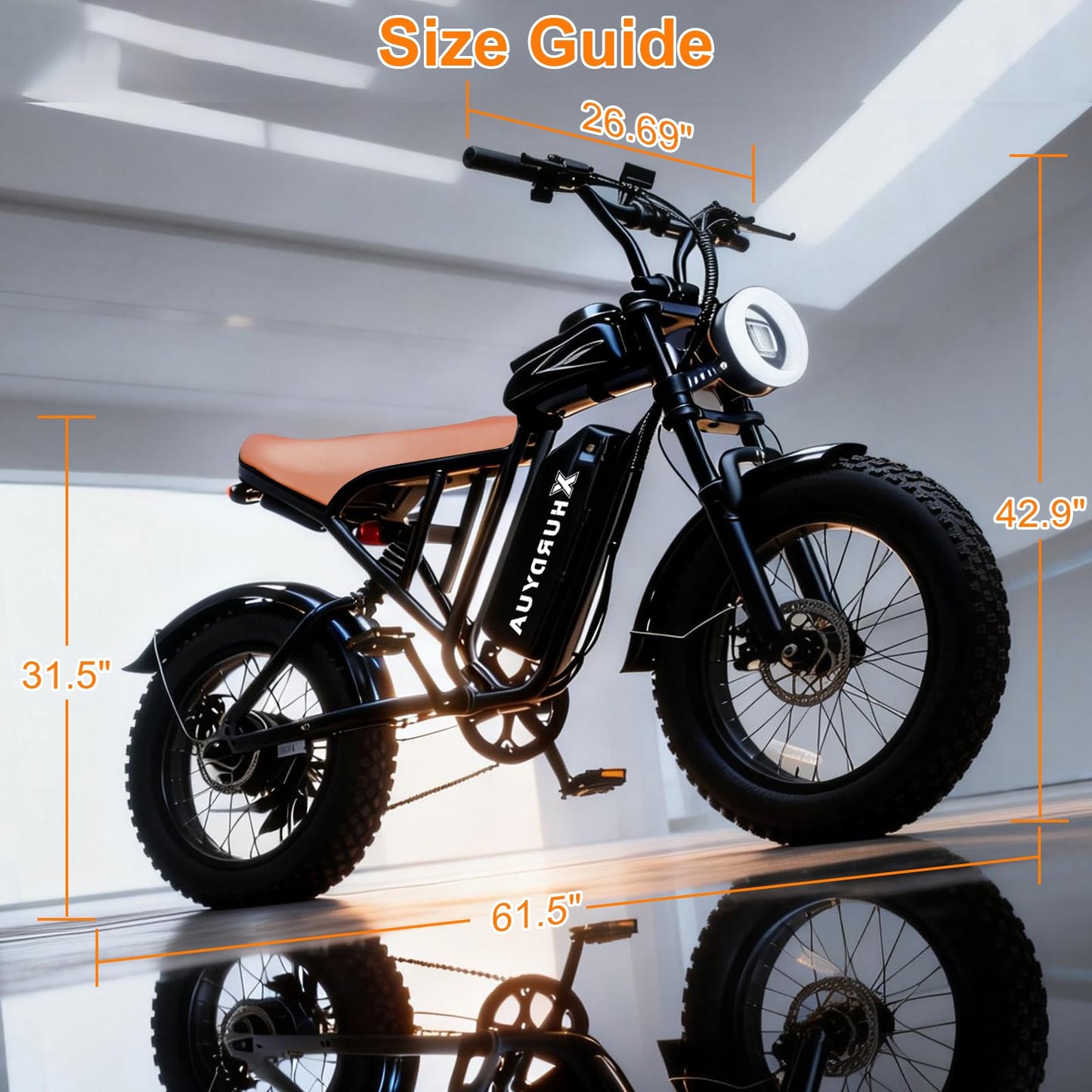 XHURDYUA Electric Bike for Adults,1500W Peak Motor&33MPH Electric Dirt Bike，48V 20AH Battery, 70Max Miles,Dual Suspension Ebikes for Adults, 20" Fat Tire E Bike（Black）