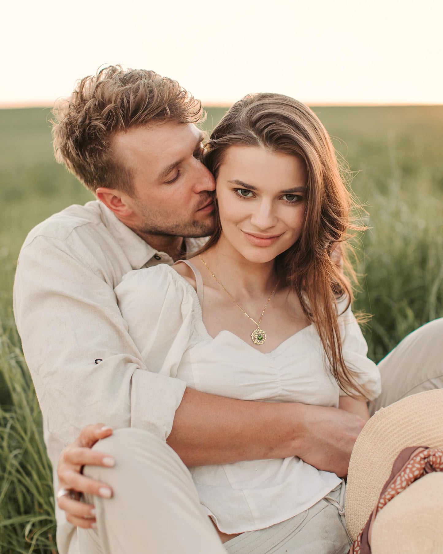 FANCIME Tree of life August Birthstone necklace for women Sterling Silver Yellow Gold Plated Tree Jewelry Peridot Pendant Green Gemstone Birthday Mothers Day Gifts for Wife Mom Her