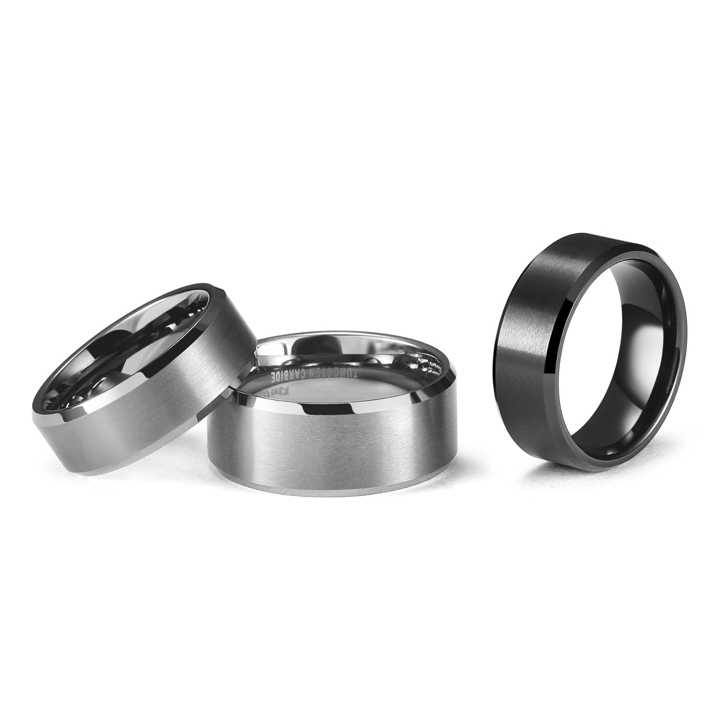 King Will 8mm Basic Wedding Ring For Men with Brushed Matte Surface Beveled Polished Edge Comfort Fit 10